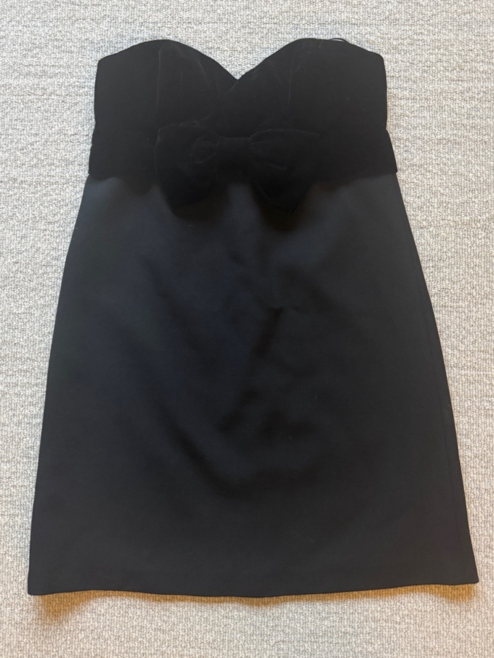 Maje Black Strapless Sweetheart Dress with Bow